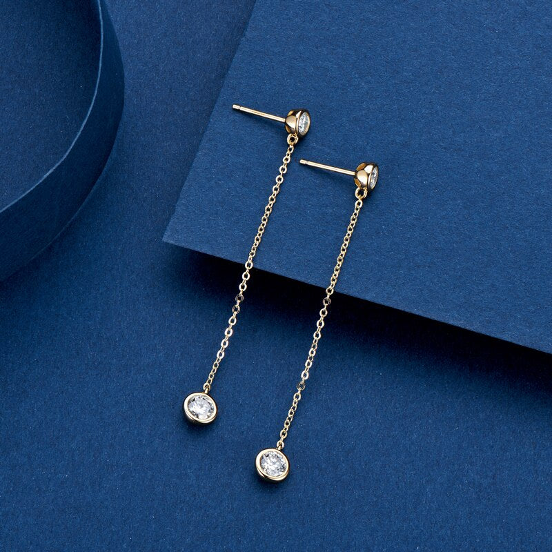 Sterling Silver Long Tassel Drop Moissanite Diamond Earrings UK