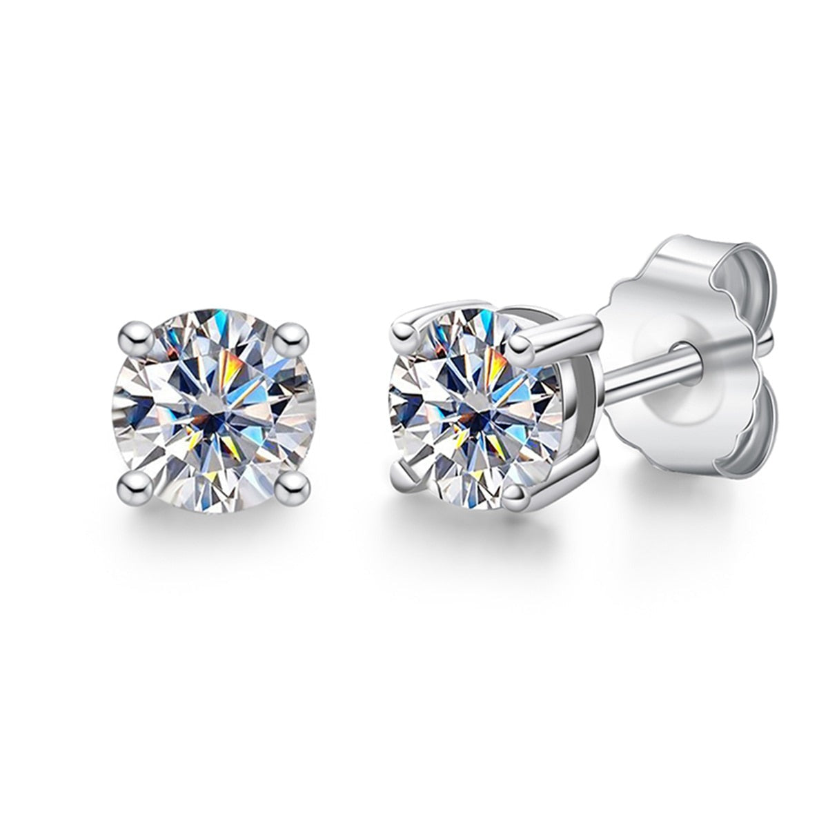 Moissanite Diamond Stud Earrings Sterling Silver