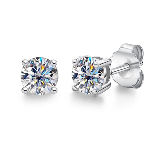 Moissanite Diamond Stud Earrings Sterling Silver