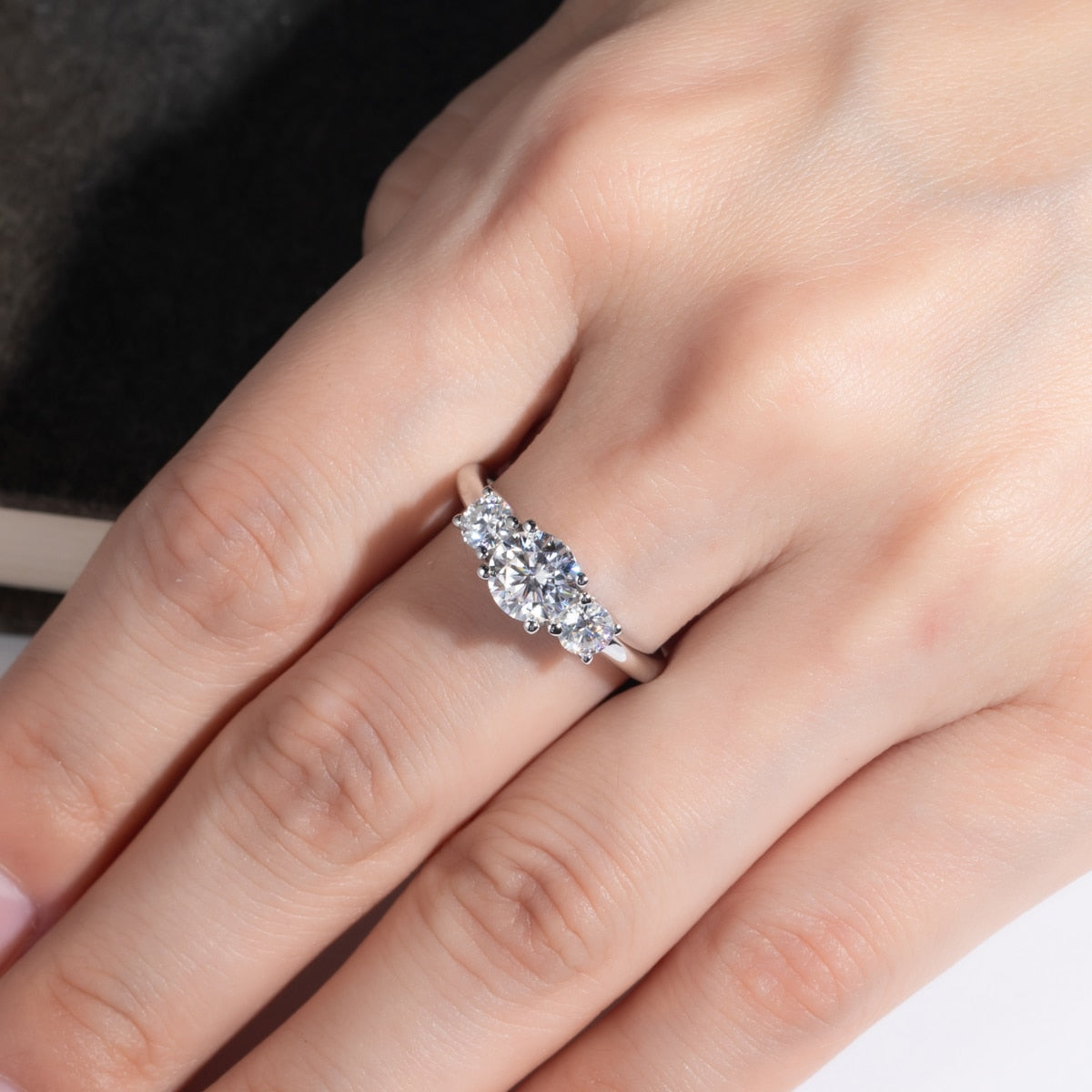 Sterling Silver Moissanite Diamond Ring UK