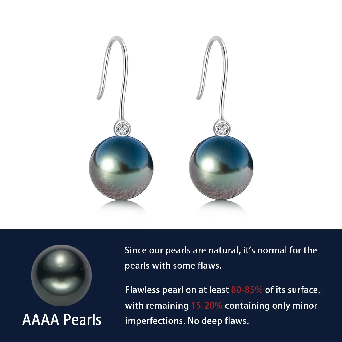 Black Pearl Moissanite Earrings 18K Gold