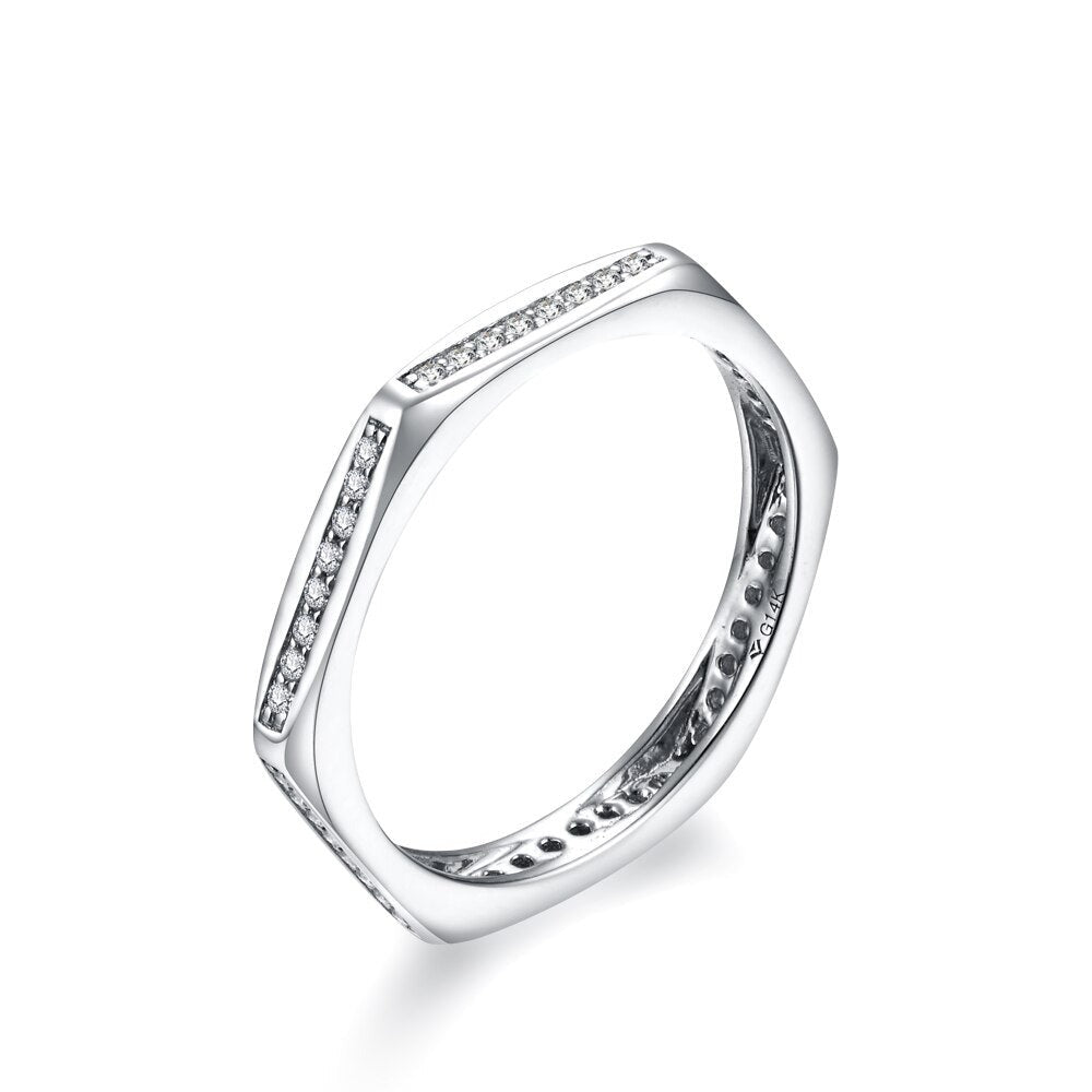 Geometric Moissanite Diamond Ring 14K Gold