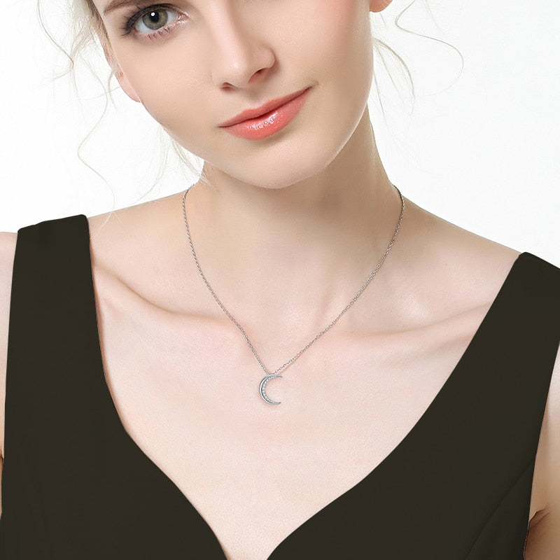 Moon Moissanite Diamond Necklace Pendant UK