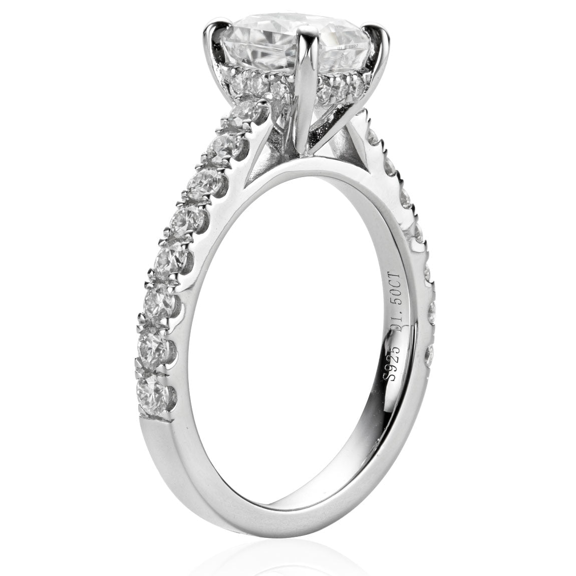 Moissanite Sterling Silver Engagement Ring UK