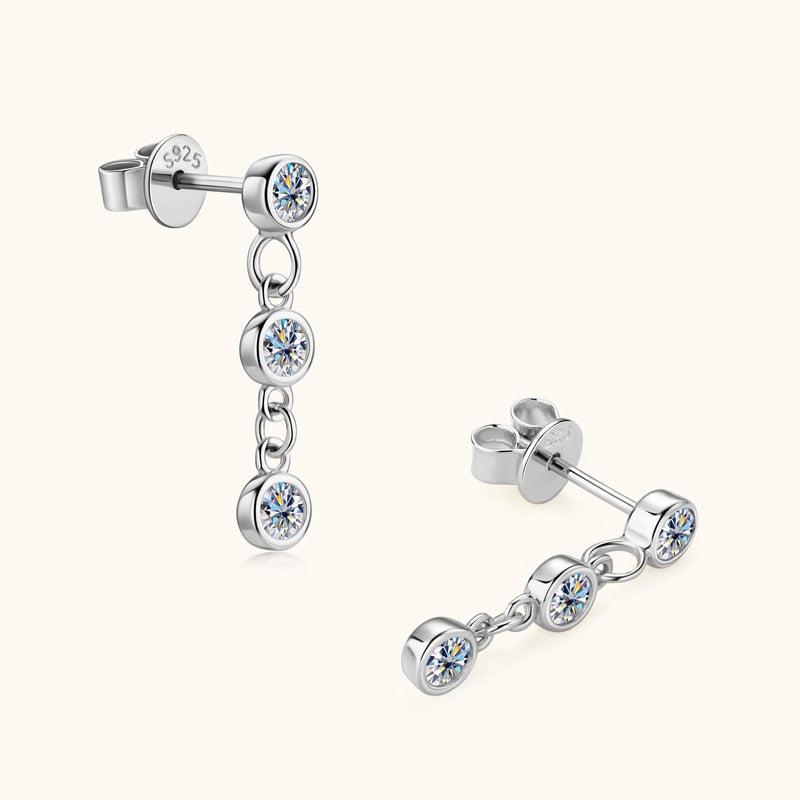 Sterling Silver Long Hanging Moissanite Diamond Earrings Australia