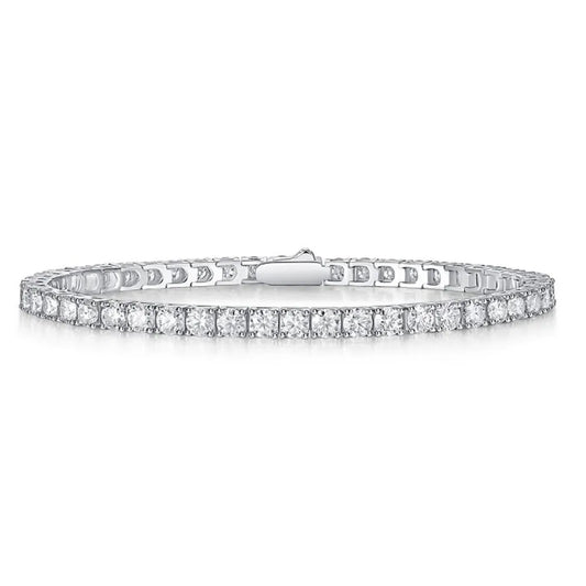 3mm / 4mm / 5mm Moissanite Diamond Tennis Bracelet Sterling Silver