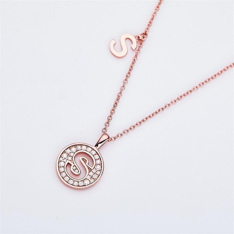 Moissanite Initial Necklace Pendant 925 Sterling Silver 18K Rose Gold Plated
