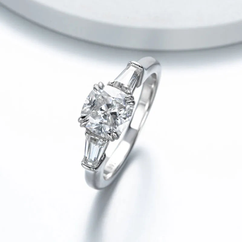 Moissanite Diamond Three Stone Ring