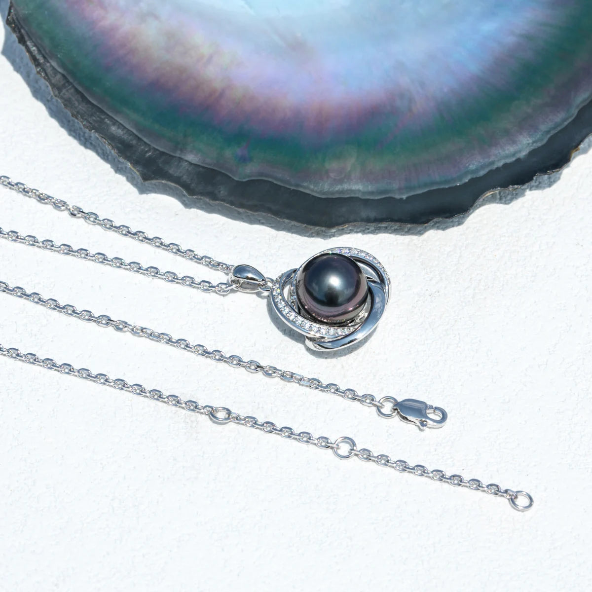Black Pearl Moissanite Necklace Free Shipping UK