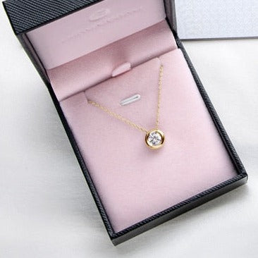 bezel setting moissanite diamond Holloway Jewellery Necklaces