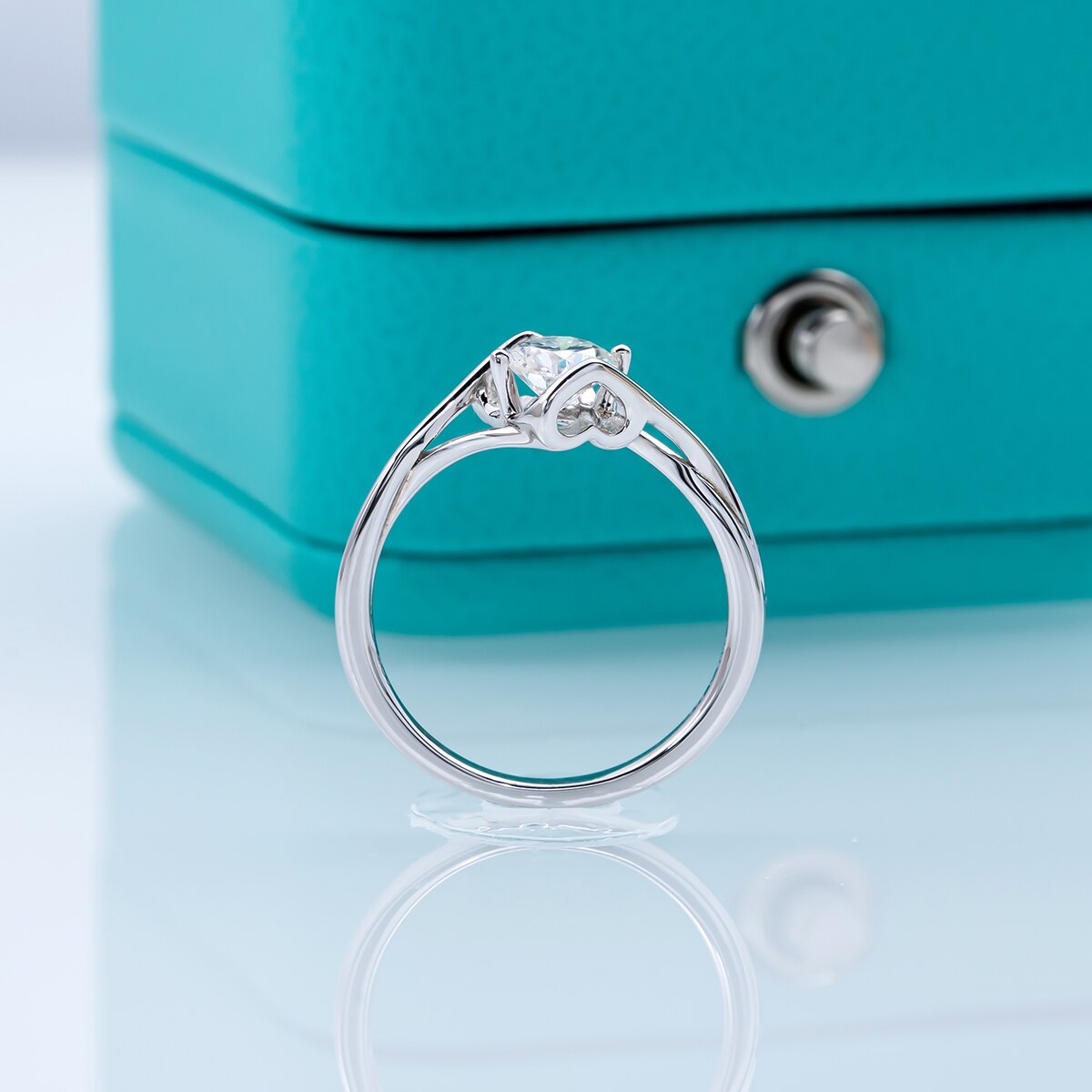 Sterling Silver Moissanite Diamond Ring US