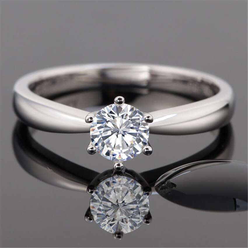 1 Carat Moissanite Diamond 18K White Gold Ring