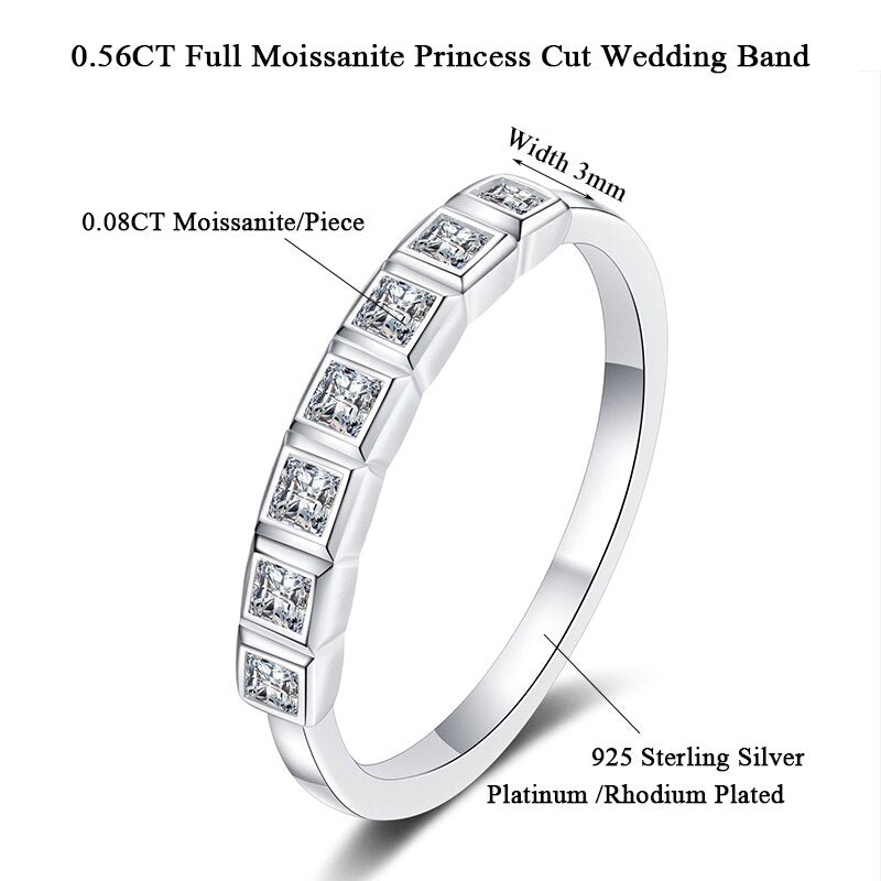 Sterling Silver Moissanite Wedding Band