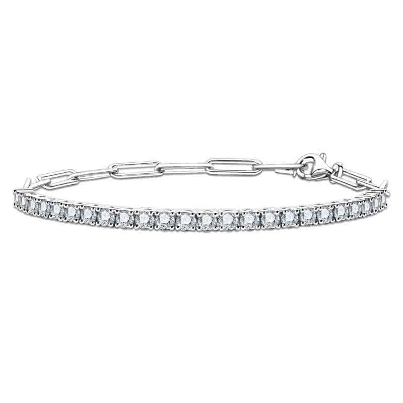3mm Sterling Silver Moissanite Diamond Half Tennis Bracelet