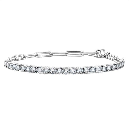 3mm Sterling Silver Moissanite Diamond Half Tennis Bracelet