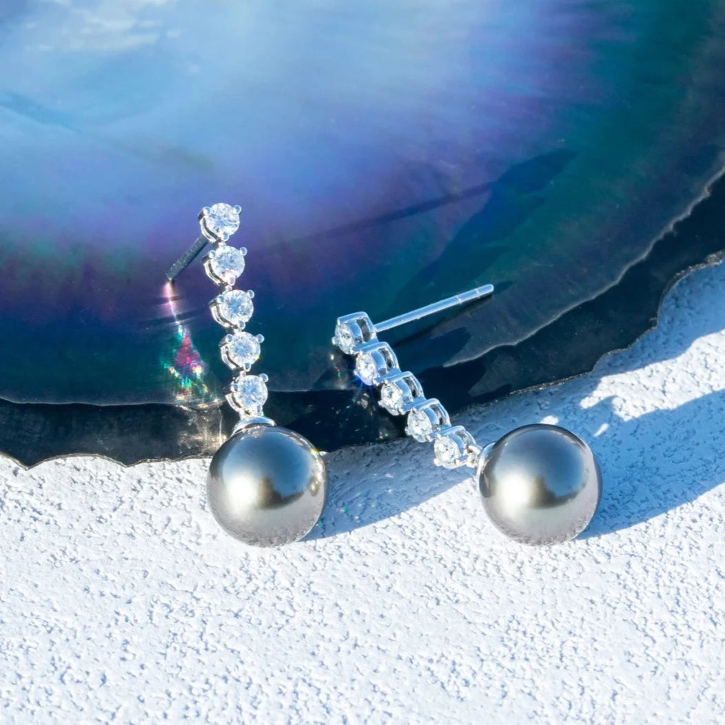 Black Pearl Moissanite Diamond Earrings Free Shipping NZ