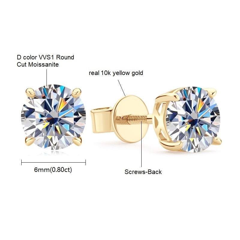 Moissanite Diamond Stud Earrings Mens Gold UK