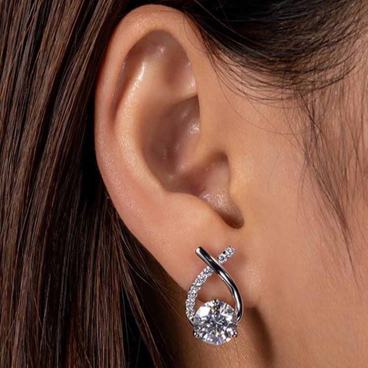 2 Carat Moissanite Earrings Sterling Silver Stud US