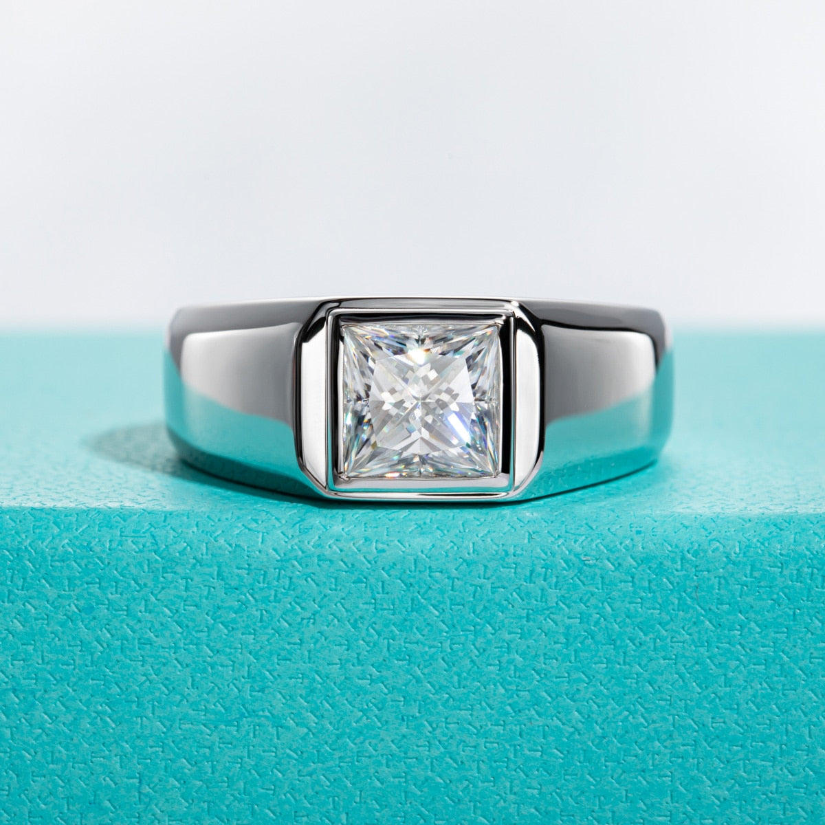 Princess Cut Mens Moissanite Diamond Ring