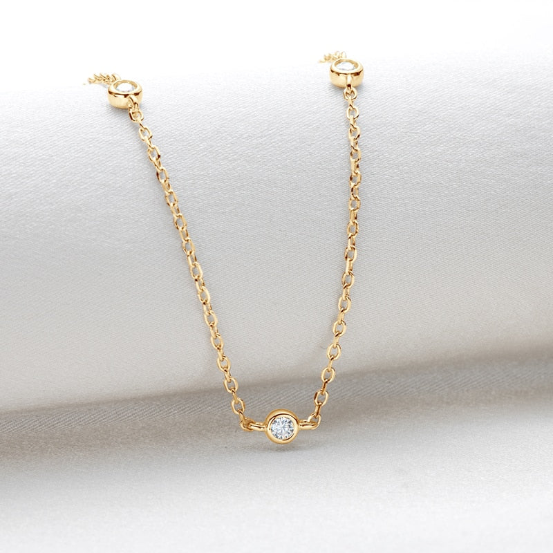 gold moisanite necklace bezel set 2.5mm Moissanites Holloway Jewellery USA