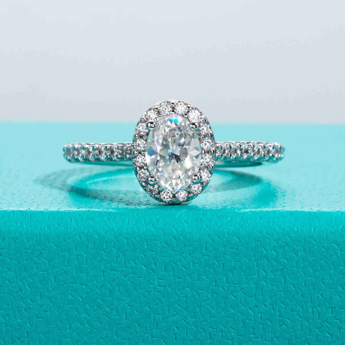 Oval Shape Moissanite Ring Halo Ring Holloway Jewellery UK