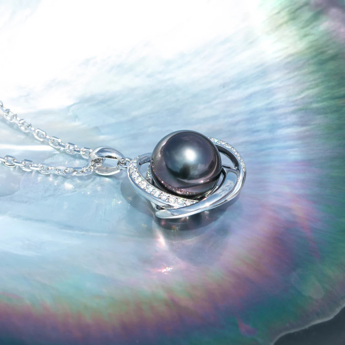 Black Pearl Moissanite Pendant