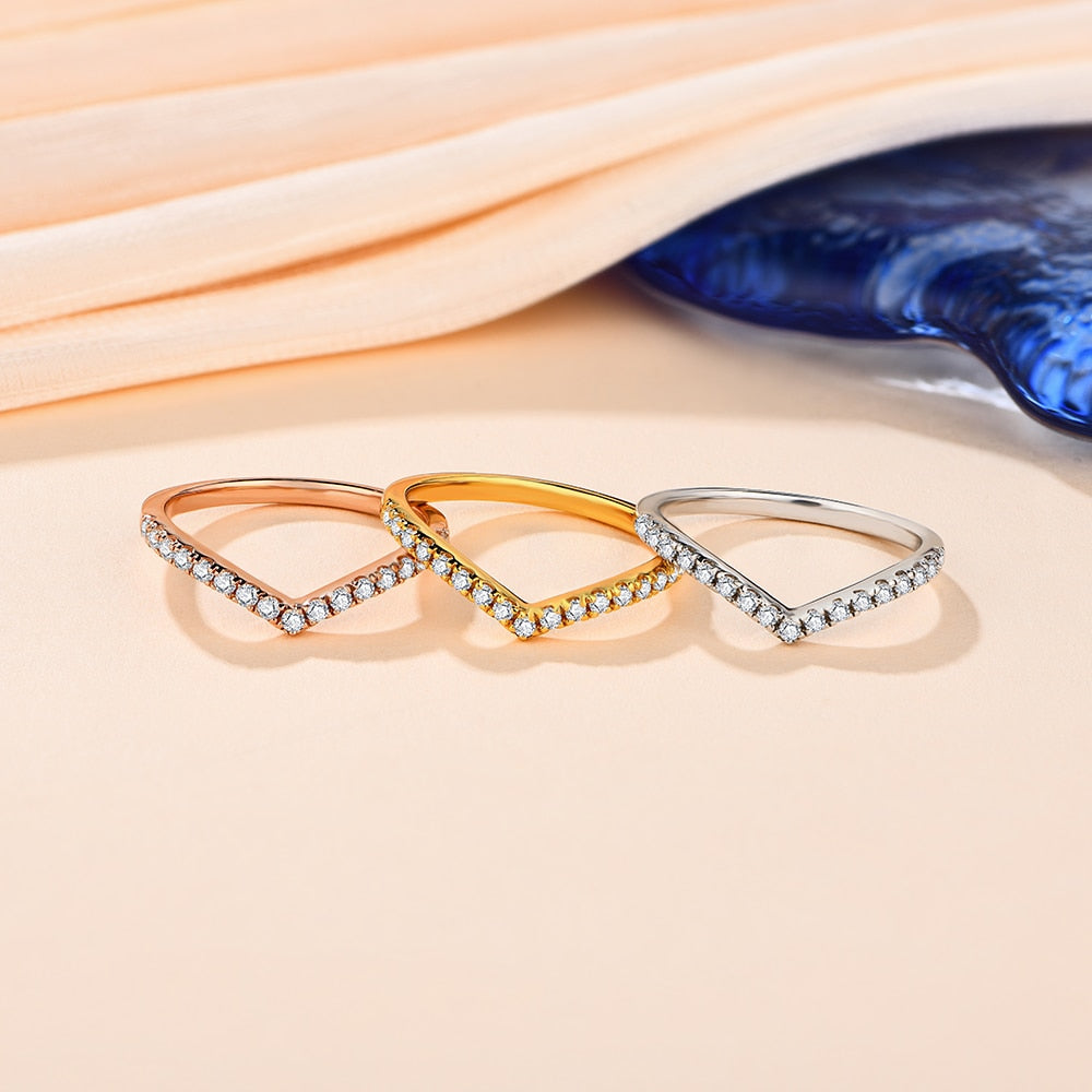 Wishbone Ring V shape diamond wedding band Holloway Jewellery Moissanite Diamonds
