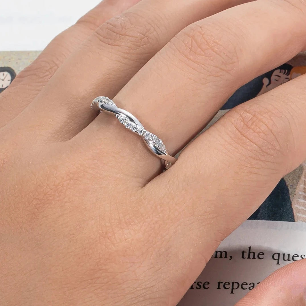 1.3mm Moissanite Wedding Band 925 Sterling Silver Half Eternity Ring