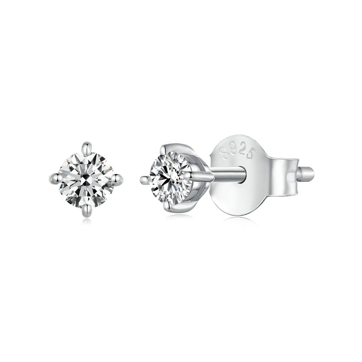 3mm Moissanite Diamond 4 Prong Stud Earrings Sterling Silver