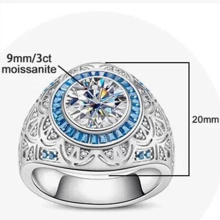 Mens 3 Carat Moissanite Ring