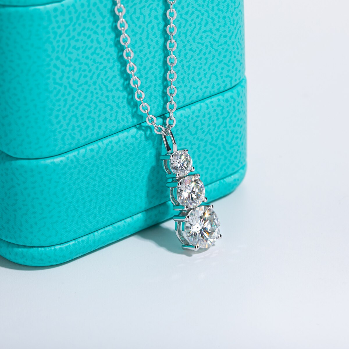 Moissanite Diamond Pendant Necklace Sterling Silver Free Shipping US