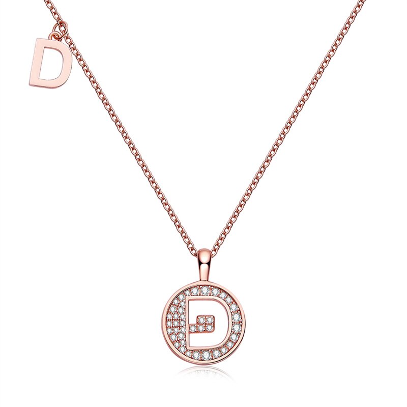 Moissanite Initial Necklace Pendant 925 Sterling Silver 18K Rose Gold Plated