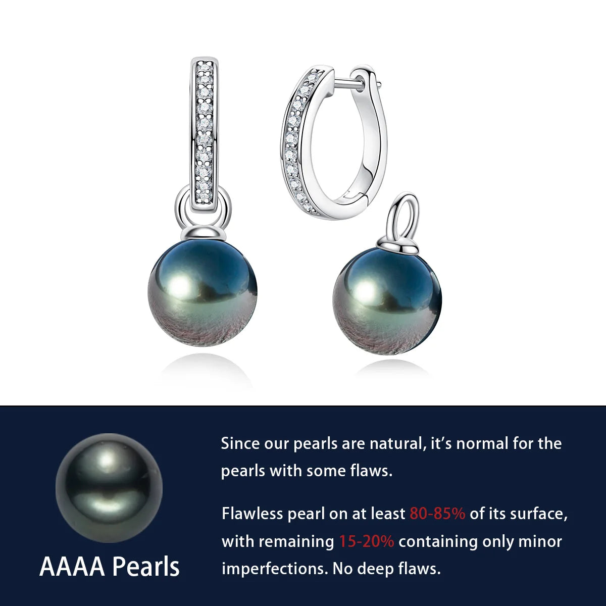 Sterling Silver Tahitian Black Pearl Moissanite Earrings UK