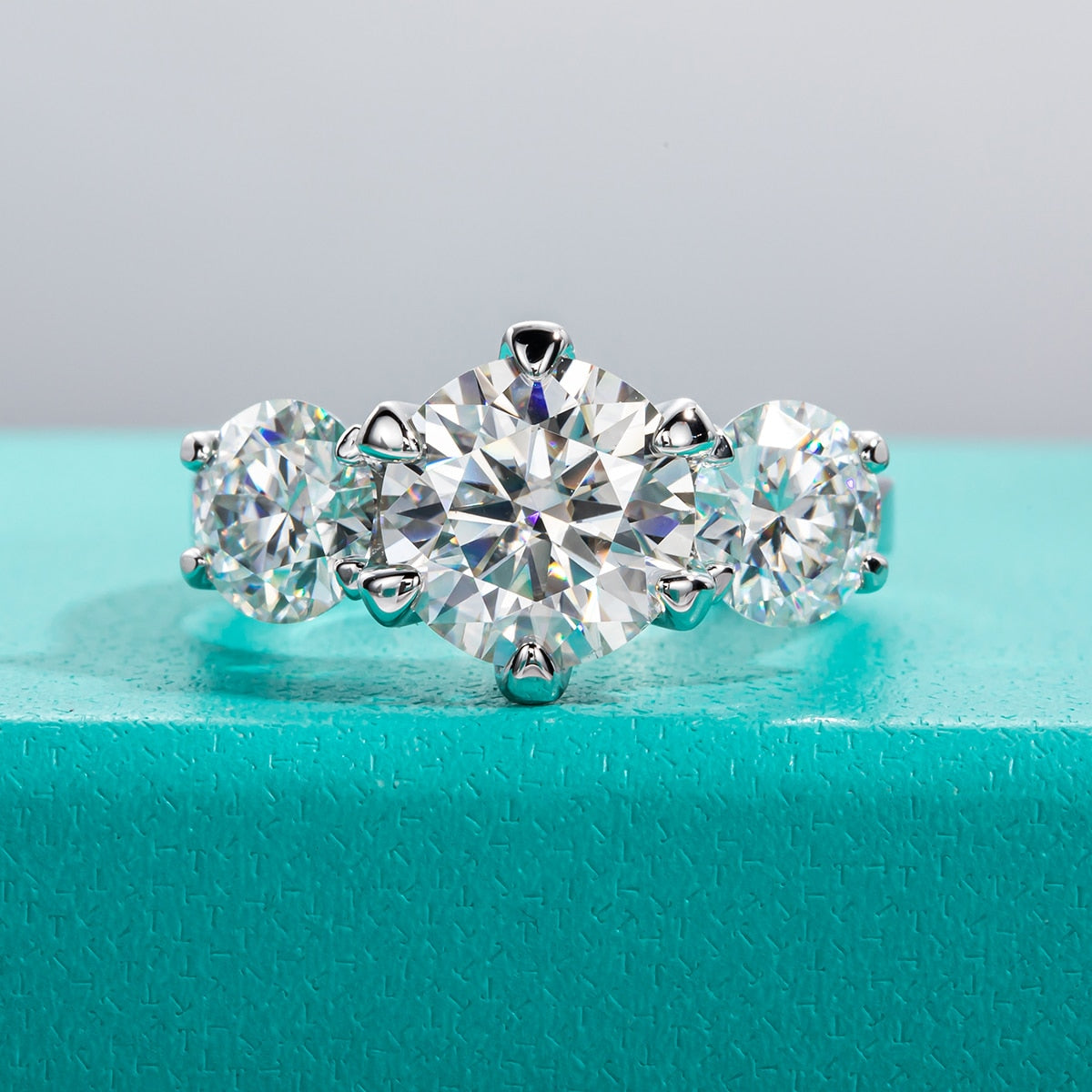 Moissanite Diamond Three Stone Ring Free Shipping NZ