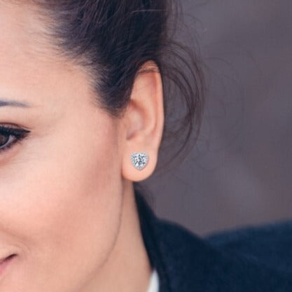 Sterling Silver Heart Moissanite Stud Earrings