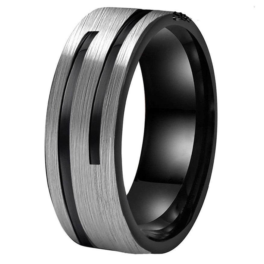 black silver tungsten mens ring UK Holloway Jewellery