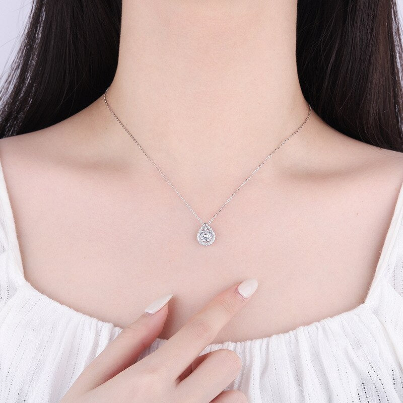 Pear Shape Moissanite Pendant Necklace NZ