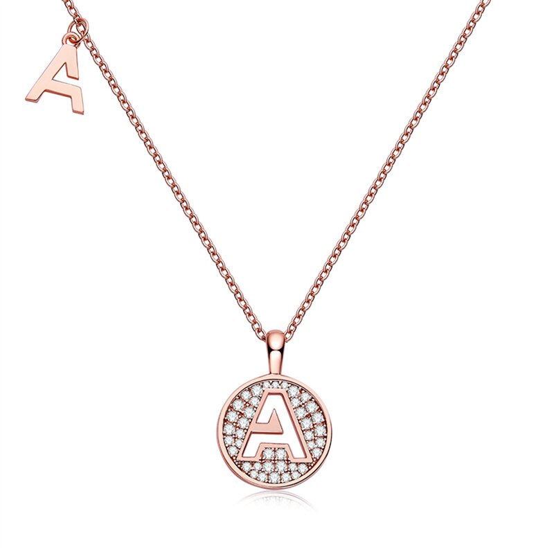 Moissanite Initial Necklace Pendant 925 Sterling Silver 18K Rose Gold Plated