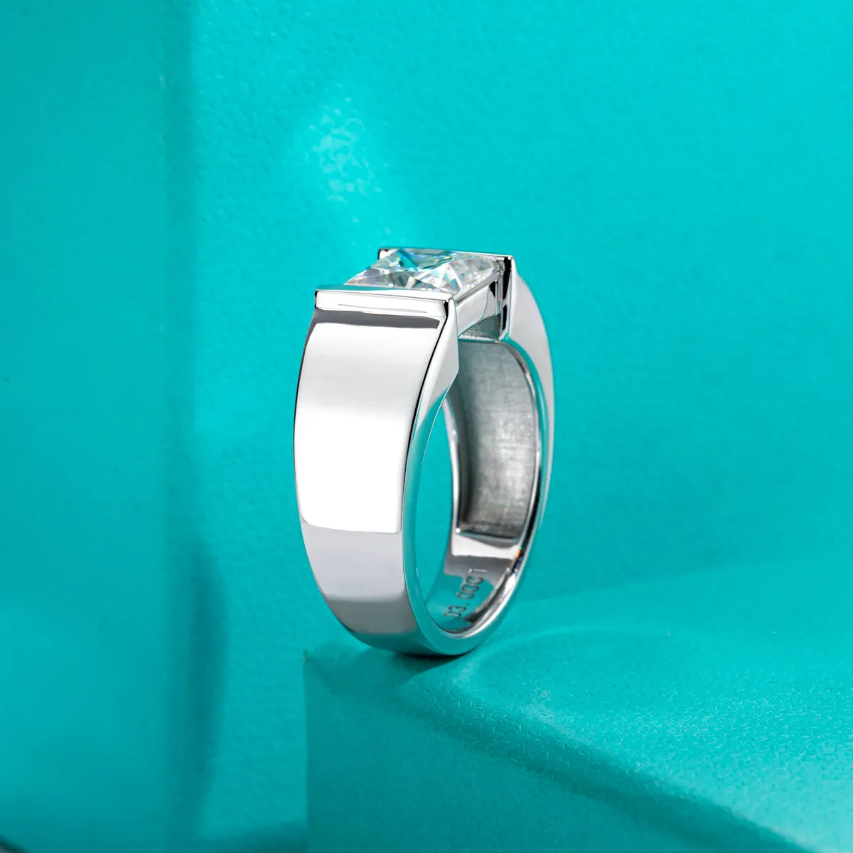 mens moissanite ring 3ct princess cut ring UK Holloway Jewellery