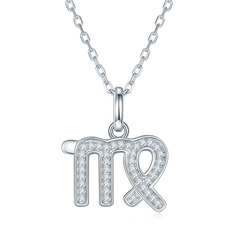 Virgo Star Sign Moissanite Diamond Pendant Sterling Silver Necklace NZ