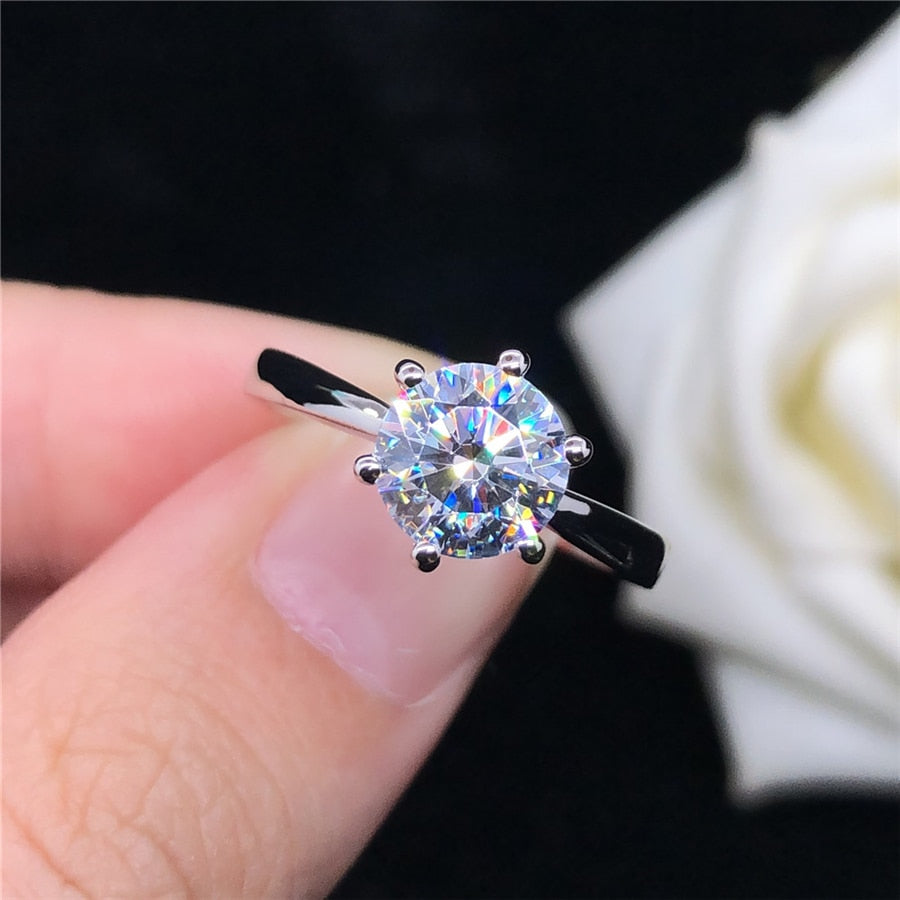 Solitaire Moissanite Diamond White Gold Ring Australia