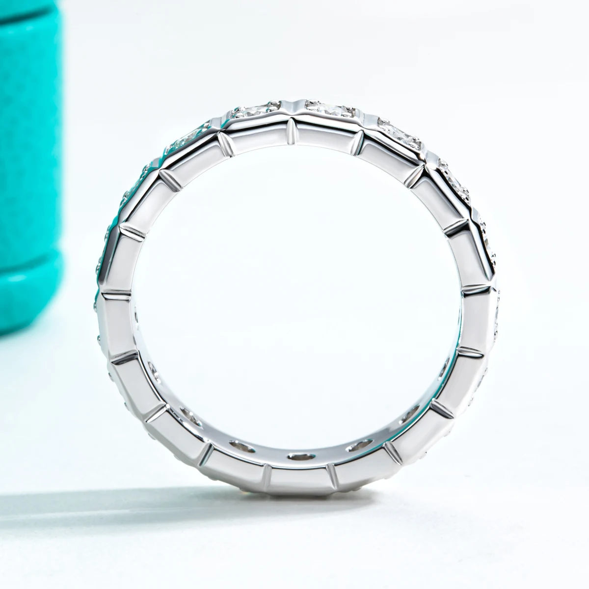 Sterling Silver Moissanite Diamond Eternity Ring