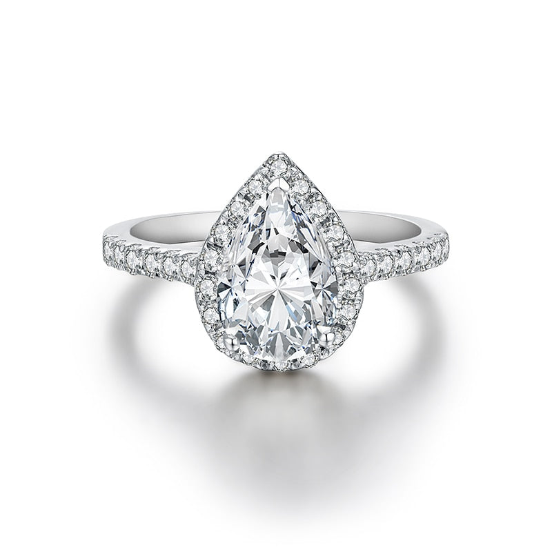 2 Carat Pear Shape Moissanite Ring 14K Gold
