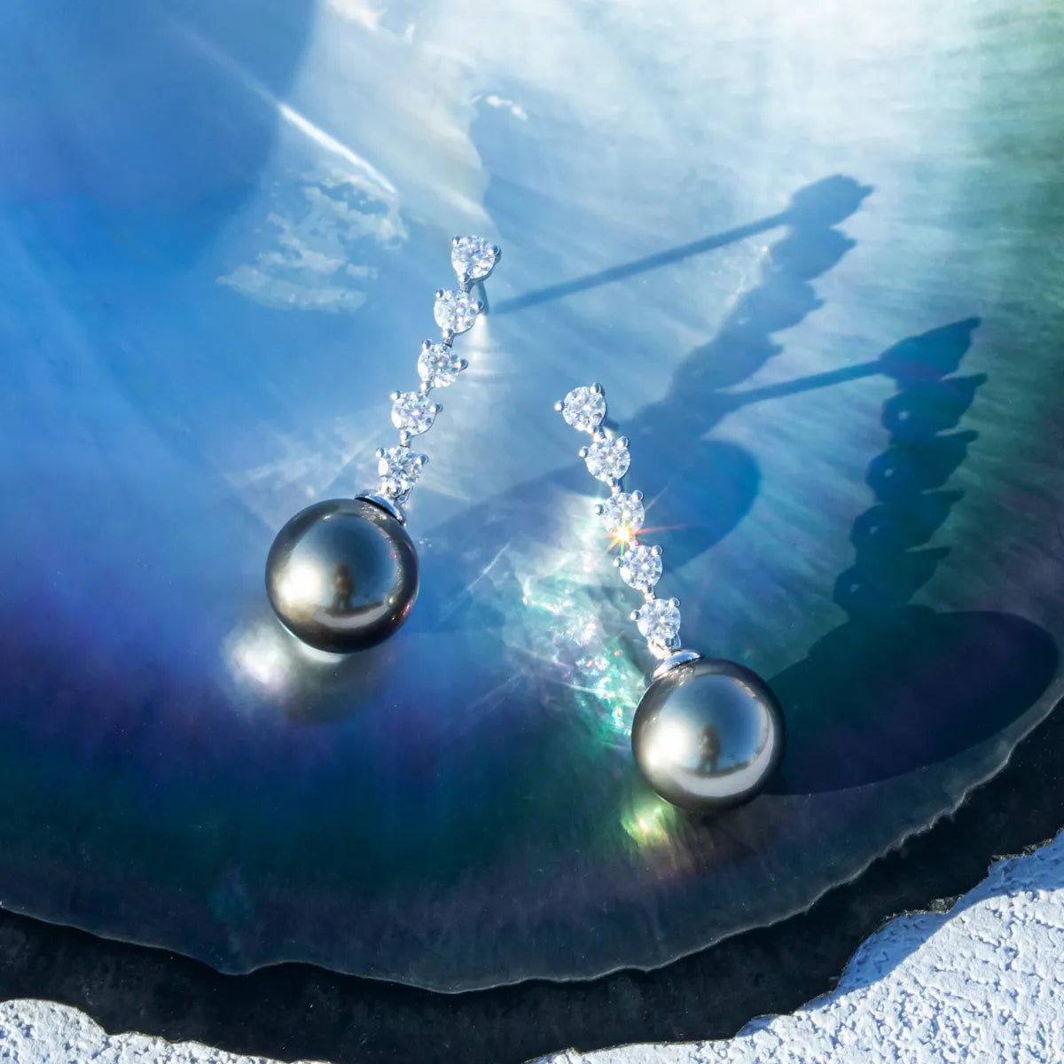 Black Pearl Moissanite Diamond Earrings