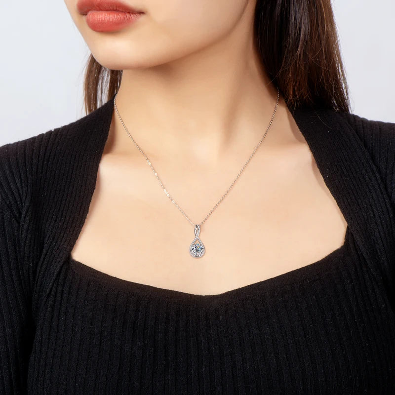 Sterling Silver Moissanite Diamond Infinity Pendant Necklace Australia