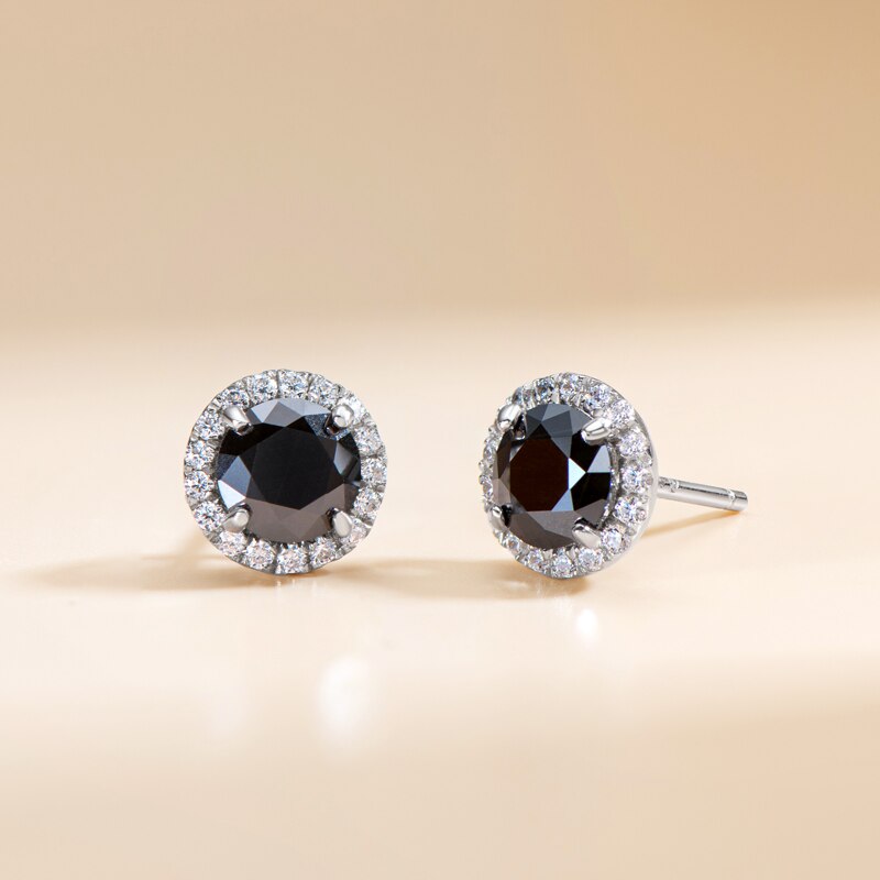 Black Moissanite Diamond Sterling Silver Earrings UK
