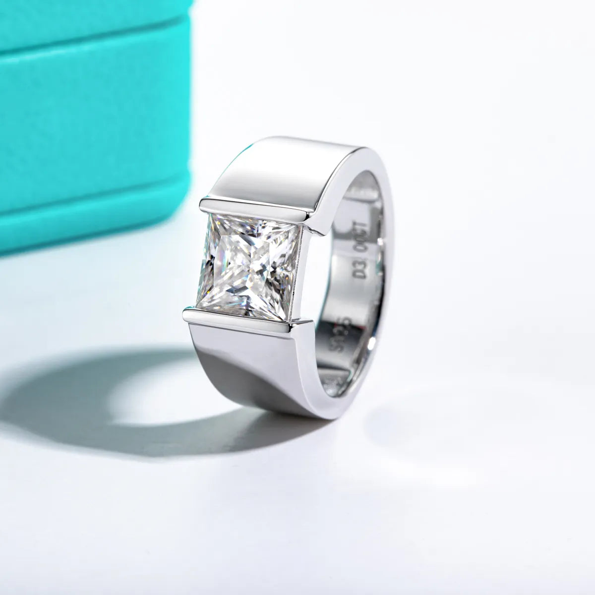 princess cut mens moissanite rings 3ct Holloway Jewellery