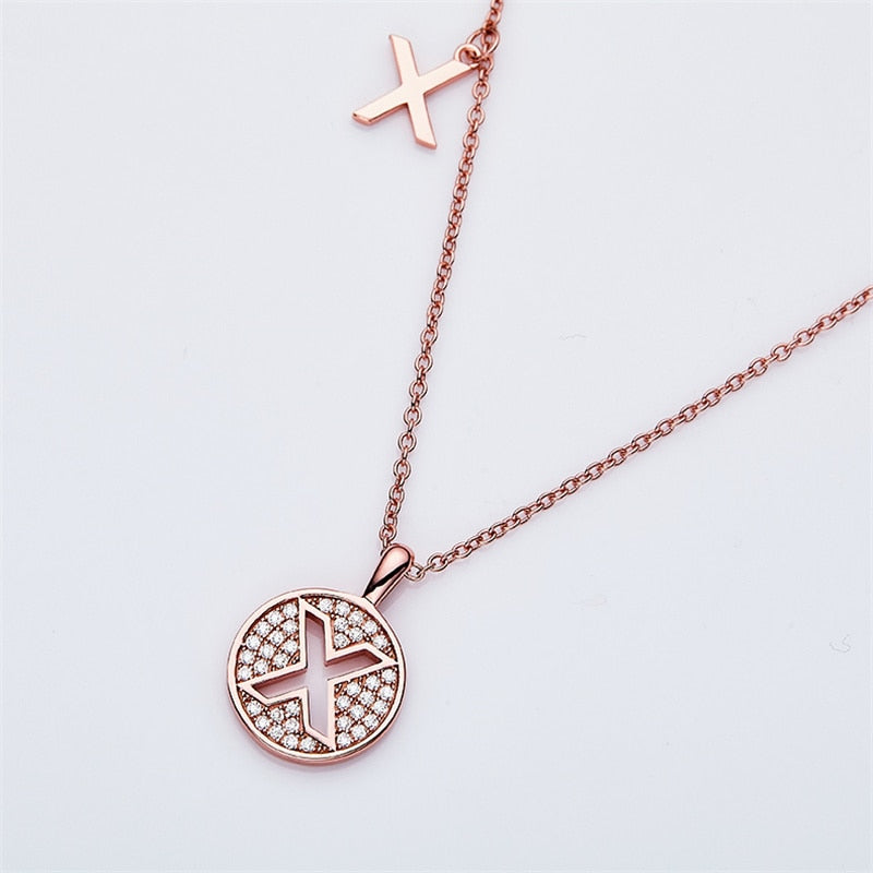 Moissanite Initial Necklace Pendant 925 Sterling Silver 18K Rose Gold Plated