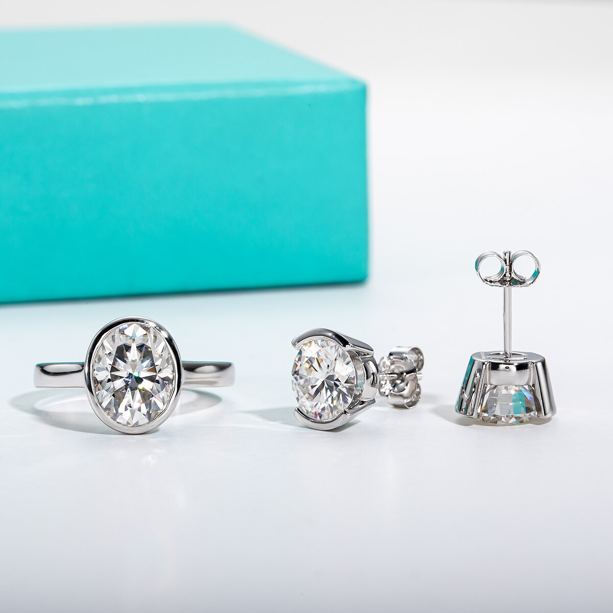 Moissanite Ring Earrings Set Free Shipping US