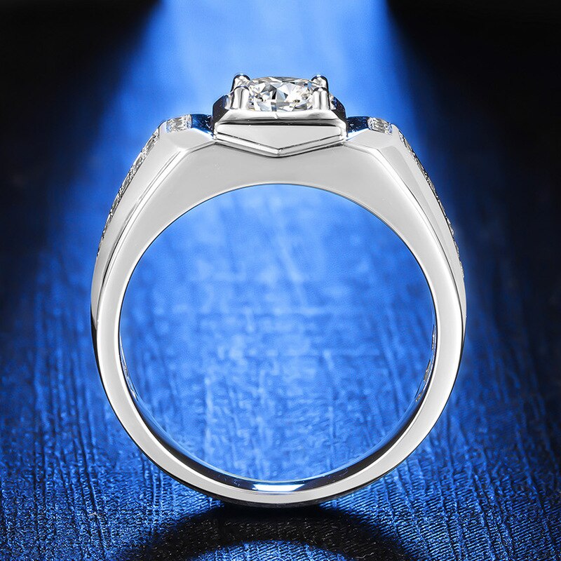 Sterling Silver Mens Moissanite Diamond Ring Australia